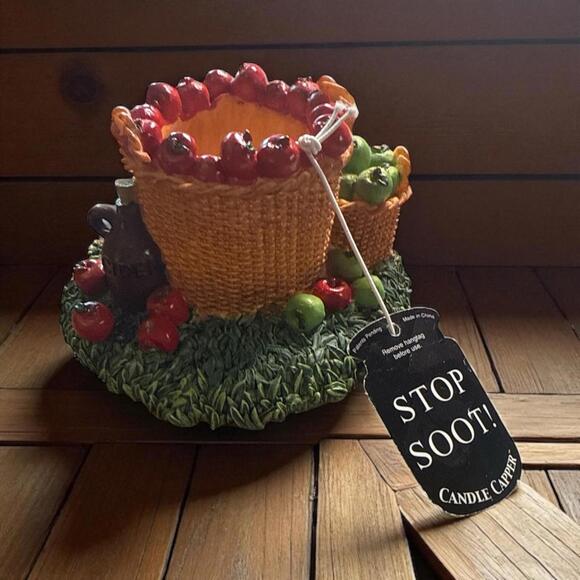 Apple Orchard Basket Candle Capper Jar Topper Fall Harvest Country Cider NWT - Picture 1 of 5